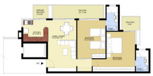 puri pratham floor plan 2BHK-1395sq.ft